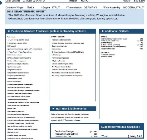 New 2018 Maserati GranTurismo Sport for sale Sold at Bugatti of Greenwich in Greenwich CT 06830 24
