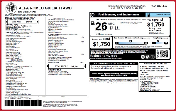 New 2019 Alfa Romeo Giulia Ti Q4 for sale Sold at Bugatti of Greenwich in Greenwich CT 06830 21