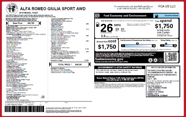 New 2019 Alfa Romeo Giulia Sport Q4 for sale Sold at Bugatti of Greenwich in Greenwich CT 06830 24