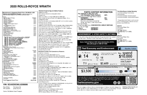 New 2020 Rolls-Royce Wraith Eagle for sale Sold at Bugatti of Greenwich in Greenwich CT 06830 8