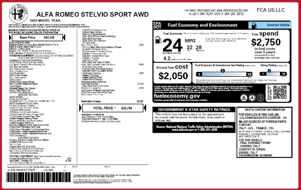 New 2020 Alfa Romeo Stelvio Sport Q4 for sale Sold at Bugatti of Greenwich in Greenwich CT 06830 2