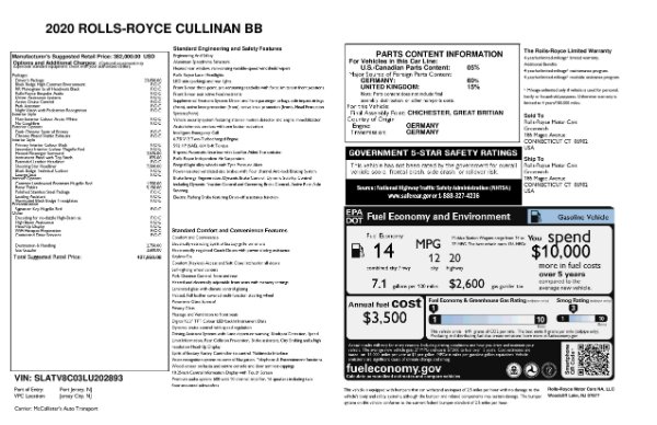 New 2020 Rolls-Royce Cullinan Black Badge for sale Sold at Bugatti of Greenwich in Greenwich CT 06830 11