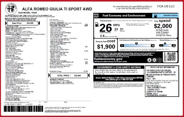 New 2020 Alfa Romeo Giulia Ti Sport Q4 for sale Sold at Bugatti of Greenwich in Greenwich CT 06830 2