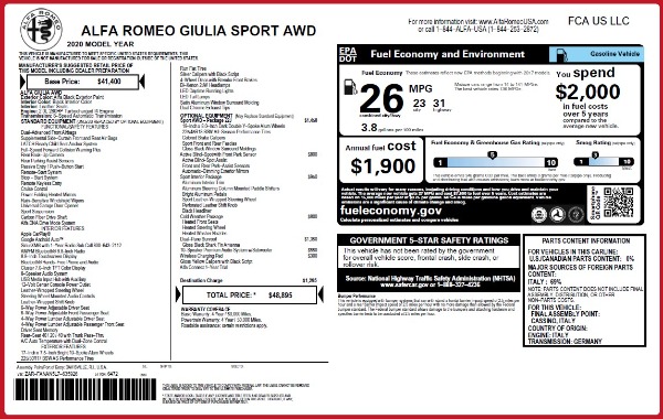 New 2020 Alfa Romeo Giulia Sport Q4 for sale Sold at Bugatti of Greenwich in Greenwich CT 06830 23