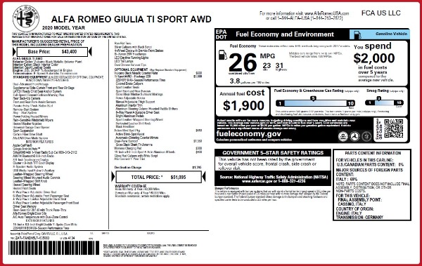 New 2020 Alfa Romeo Giulia Ti Sport Q4 for sale Sold at Bugatti of Greenwich in Greenwich CT 06830 2