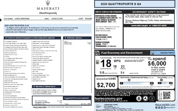 New 2020 Maserati Quattroporte S Q4 for sale Sold at Bugatti of Greenwich in Greenwich CT 06830 2