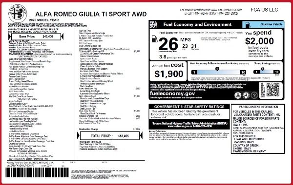 New 2020 Alfa Romeo Giulia Ti Sport Q4 for sale Sold at Bugatti of Greenwich in Greenwich CT 06830 28