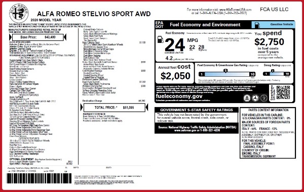 New 2020 Alfa Romeo Stelvio Sport Q4 for sale Sold at Bugatti of Greenwich in Greenwich CT 06830 2
