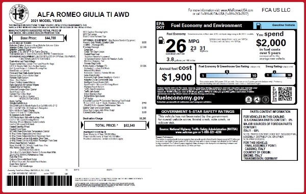 New 2021 Alfa Romeo Giulia Ti Q4 for sale Sold at Bugatti of Greenwich in Greenwich CT 06830 27