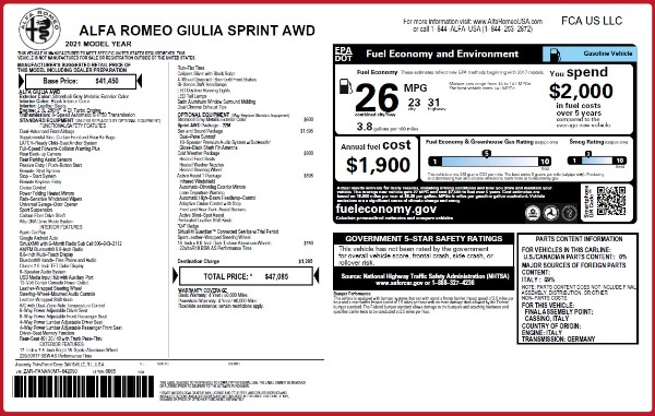 New 2021 Alfa Romeo Giulia Q4 for sale $47,085 at Bugatti of Greenwich in Greenwich CT 06830 28