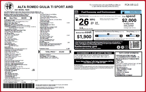 New 2021 Alfa Romeo Giulia Ti Sport Q4 for sale Sold at Bugatti of Greenwich in Greenwich CT 06830 25