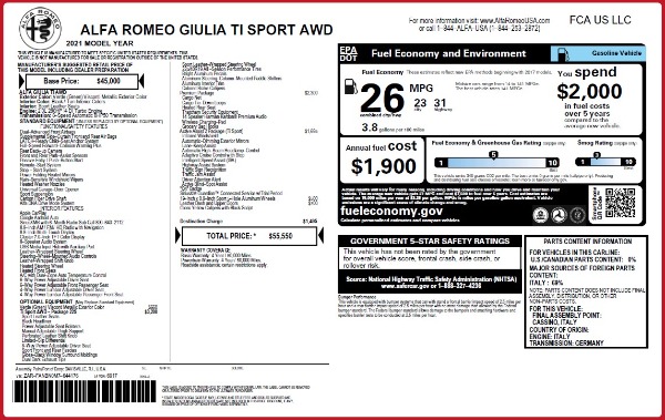 New 2021 Alfa Romeo Giulia Ti Sport Q4 for sale Sold at Bugatti of Greenwich in Greenwich CT 06830 2