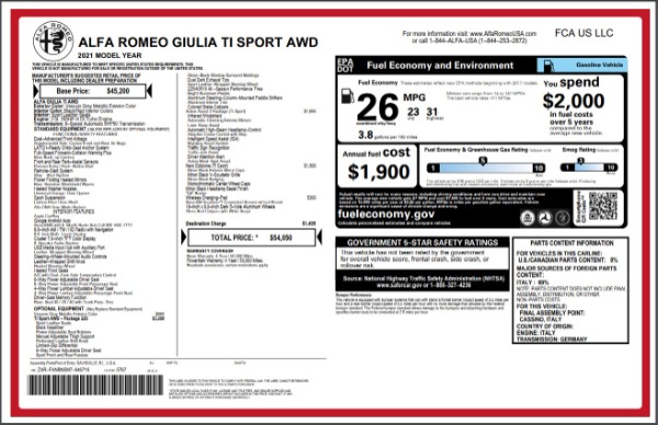 New 2021 Alfa Romeo Giulia Ti Sport for sale Sold at Bugatti of Greenwich in Greenwich CT 06830 27