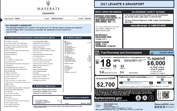 New 2021 Maserati Levante S Q4 GranSport for sale Sold at Bugatti of Greenwich in Greenwich CT 06830 2