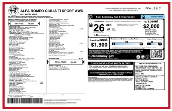 New 2021 Alfa Romeo Giulia Ti Sport Q4 for sale Sold at Bugatti of Greenwich in Greenwich CT 06830 19
