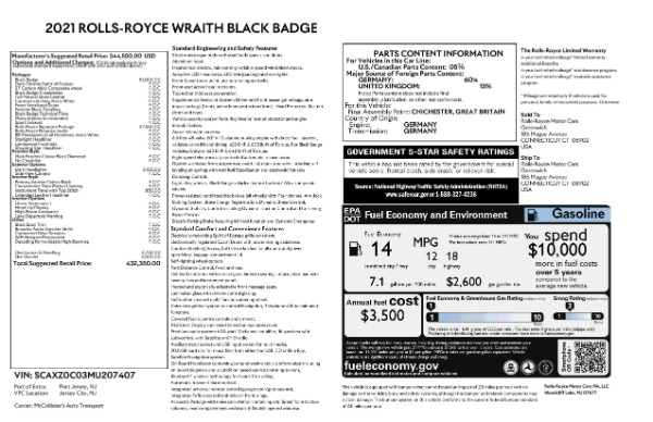 New 2021 Rolls-Royce Wraith Black Badge for sale Sold at Bugatti of Greenwich in Greenwich CT 06830 9