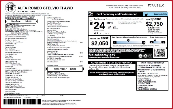New 2021 Alfa Romeo Stelvio Ti Q4 for sale $52,555 at Bugatti of Greenwich in Greenwich CT 06830 2