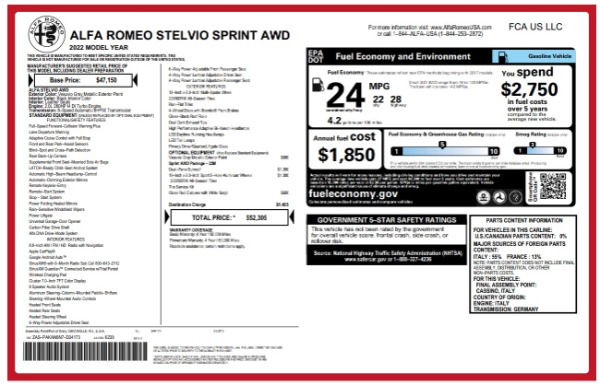 New 2022 Alfa Romeo Stelvio Sprint for sale $52,305 at Bugatti of Greenwich in Greenwich CT 06830 24