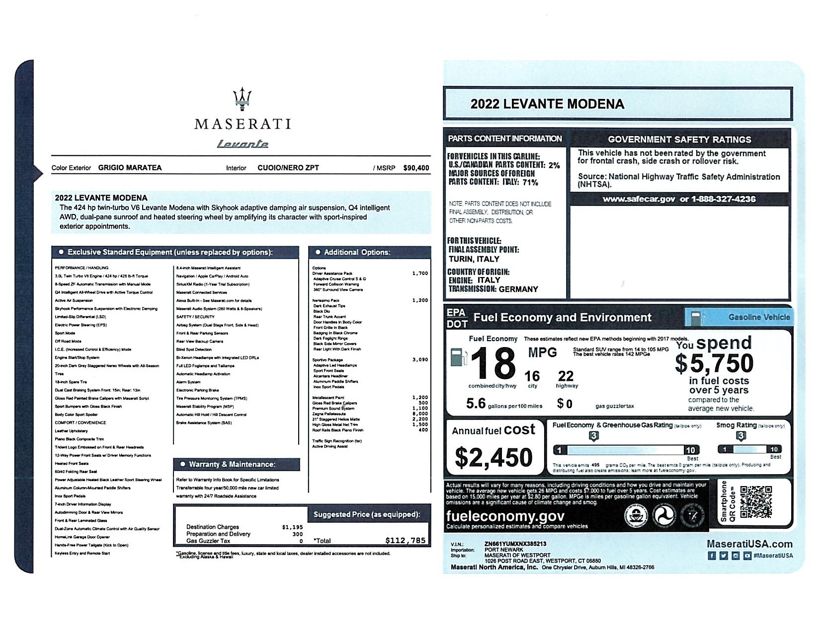 New 2022 Maserati Levante Modena for sale Sold at Bugatti of Greenwich in Greenwich CT 06830 1