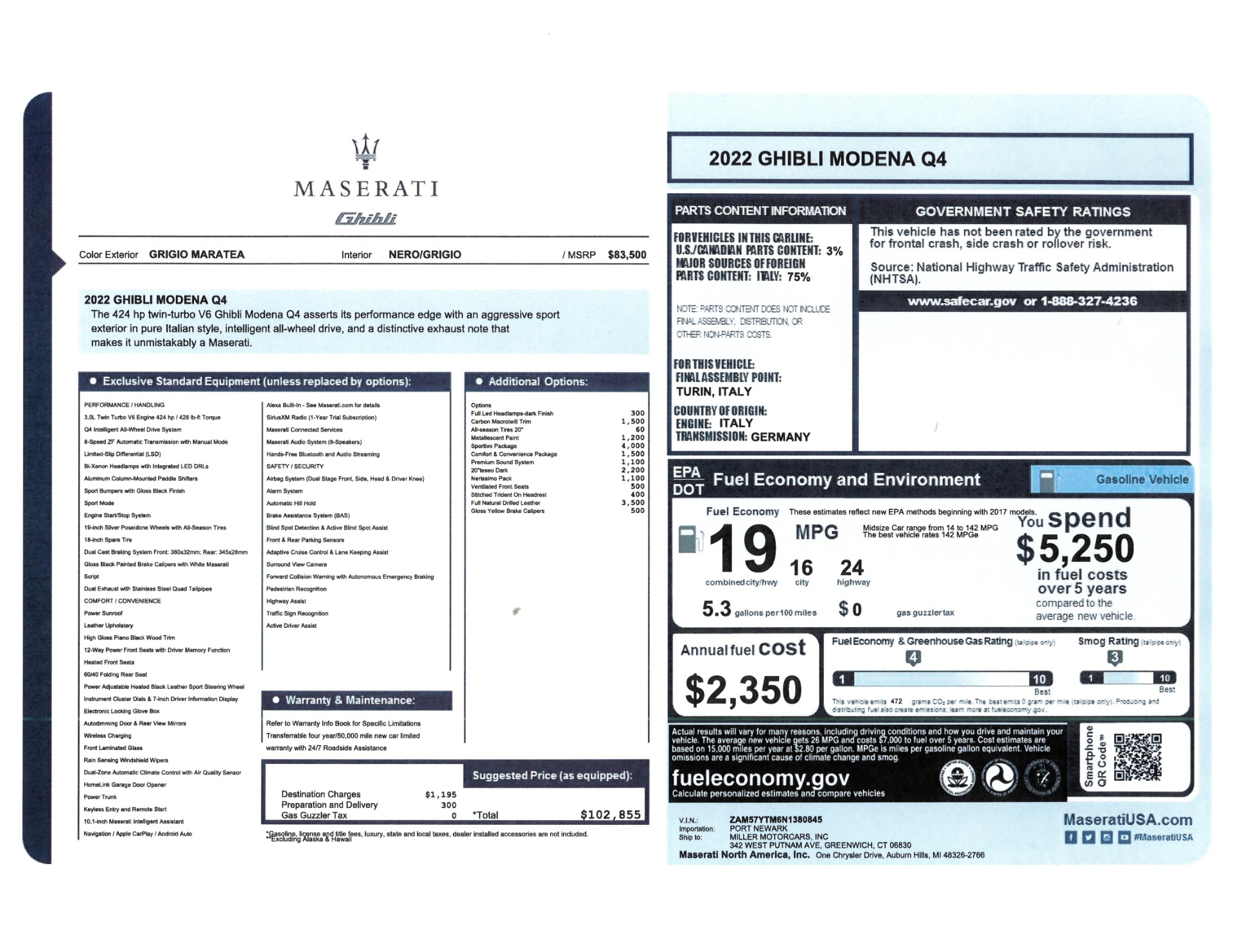 New 2022 Maserati Ghibli Modena Q4 for sale Sold at Bugatti of Greenwich in Greenwich CT 06830 1