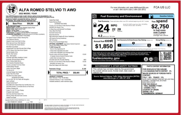 New 2022 Alfa Romeo Stelvio Ti for sale $56,405 at Bugatti of Greenwich in Greenwich CT 06830 22