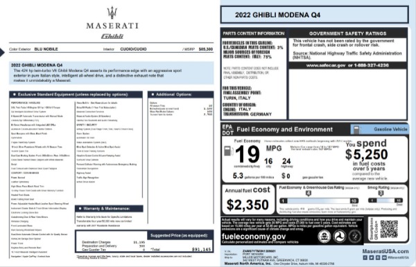New 2022 Maserati Ghibli Modena Q4 for sale $91,145 at Bugatti of Greenwich in Greenwich CT 06830 2