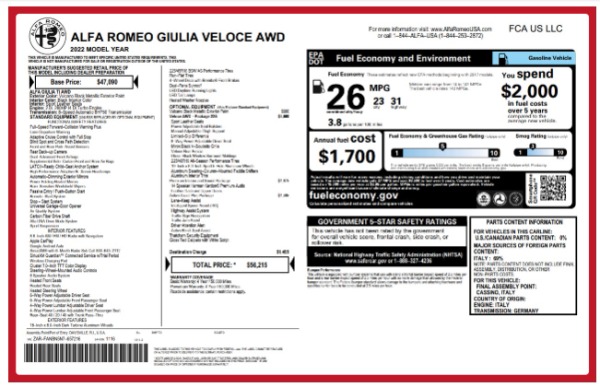 Used 2022 Alfa Romeo Giulia Veloce for sale $27,900 at Bugatti of Greenwich in Greenwich CT 06830 24
