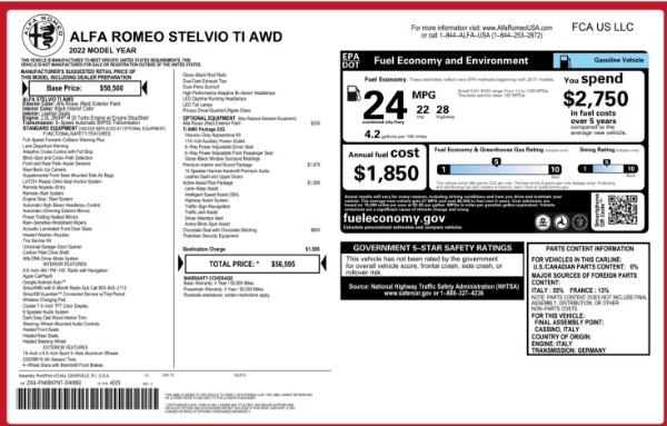 New 2022 Alfa Romeo Stelvio Ti for sale Sold at Bugatti of Greenwich in Greenwich CT 06830 20