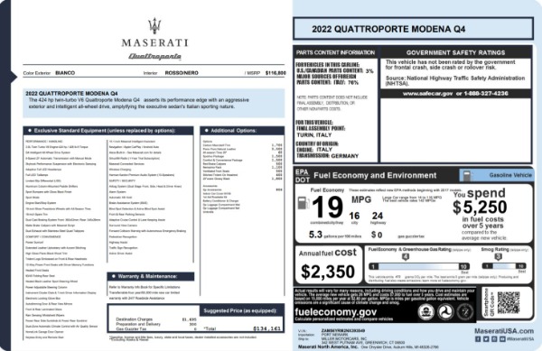 New 2022 Maserati Quattroporte Modena Q4 for sale $134,161 at Bugatti of Greenwich in Greenwich CT 06830 28