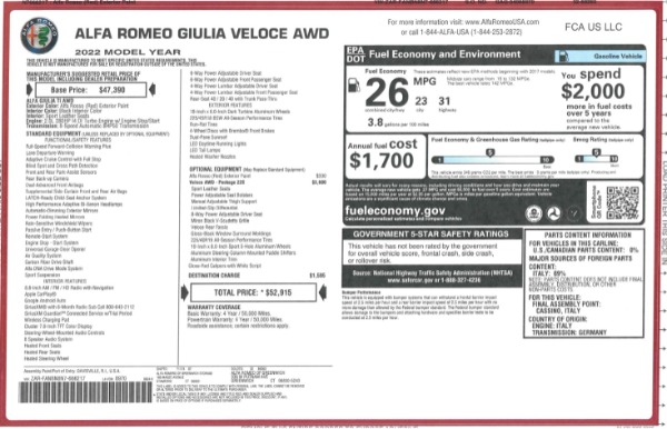 Used 2022 Alfa Romeo Giulia Veloce for sale $29,900 at Bugatti of Greenwich in Greenwich CT 06830 25