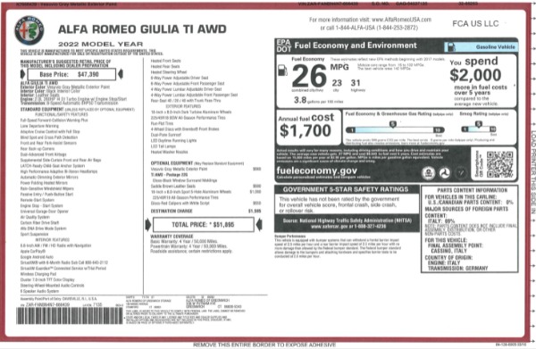 New 2022 Alfa Romeo Giulia Ti for sale Call for price at Bugatti of Greenwich in Greenwich CT 06830 2