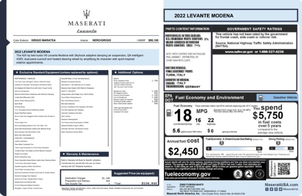 Used 2022 Maserati Levante Modena for sale $39,995 at Bugatti of Greenwich in Greenwich CT 06830 20