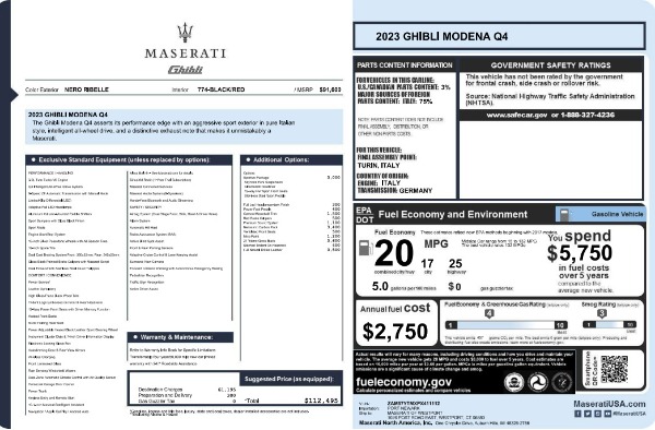 New 2023 Maserati Ghibli Modena Q4 for sale $112,495 at Bugatti of Greenwich in Greenwich CT 06830 26