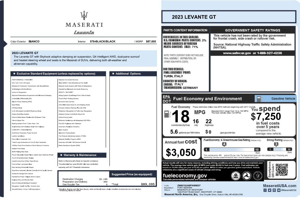 New 2023 Maserati Levante GT for sale Sold at Bugatti of Greenwich in Greenwich CT 06830 1