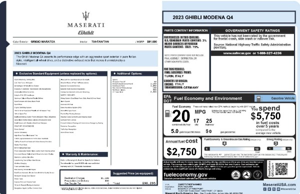 New 2023 Maserati Ghibli Modena Q4 for sale $98,295 at Bugatti of Greenwich in Greenwich CT 06830 20