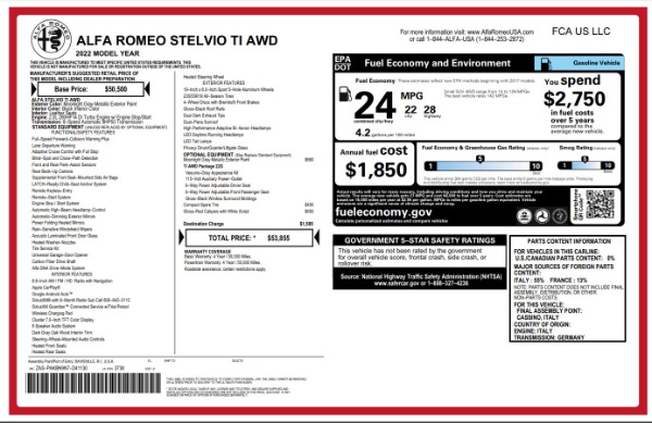 New 2022 Alfa Romeo Stelvio Ti for sale $53,855 at Bugatti of Greenwich in Greenwich CT 06830 20