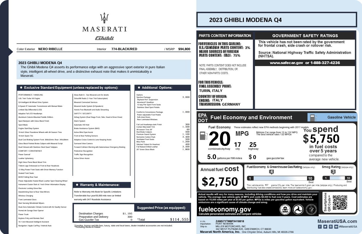 Used 2023 Maserati Ghibli Modena Q4 for sale Call for price at Bugatti of Greenwich in Greenwich CT 06830 1