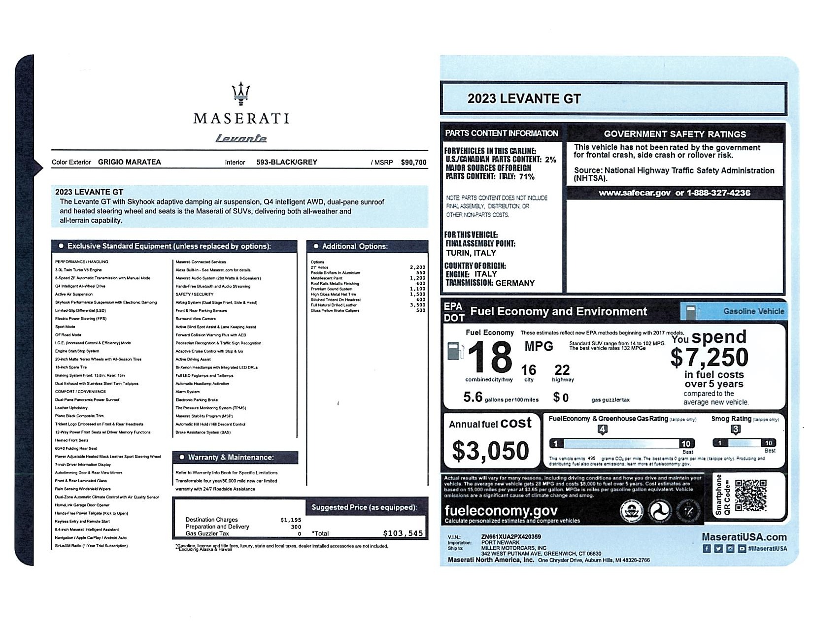 Used 2023 Maserati Levante GT for sale $39,900 at Bugatti of Greenwich in Greenwich CT 06830 1