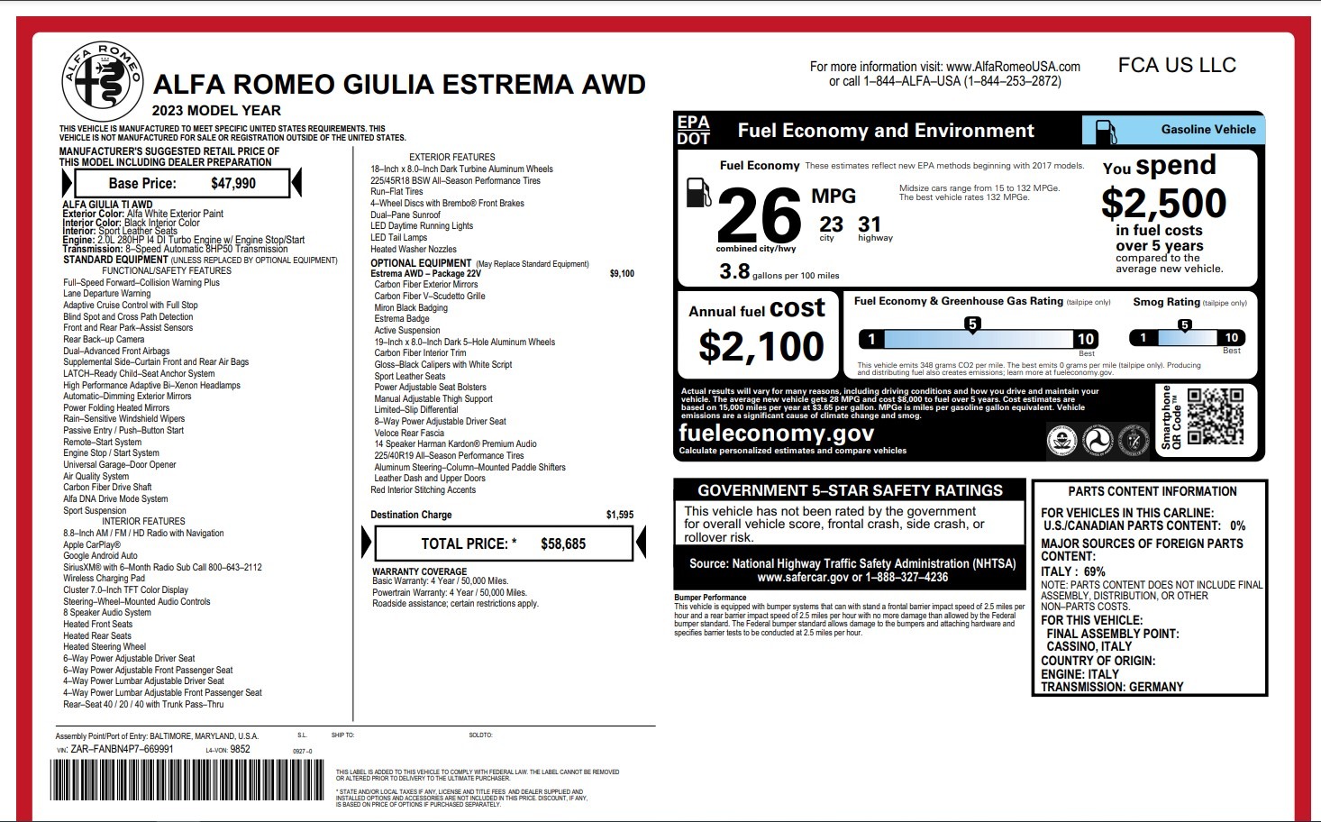 Used 2023 Alfa Romeo Giulia Estrema for sale Call for price at Bugatti of Greenwich in Greenwich CT 06830 1