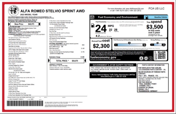 New 2023 Alfa Romeo Stelvio Sprint for sale $54,075 at Bugatti of Greenwich in Greenwich CT 06830 22
