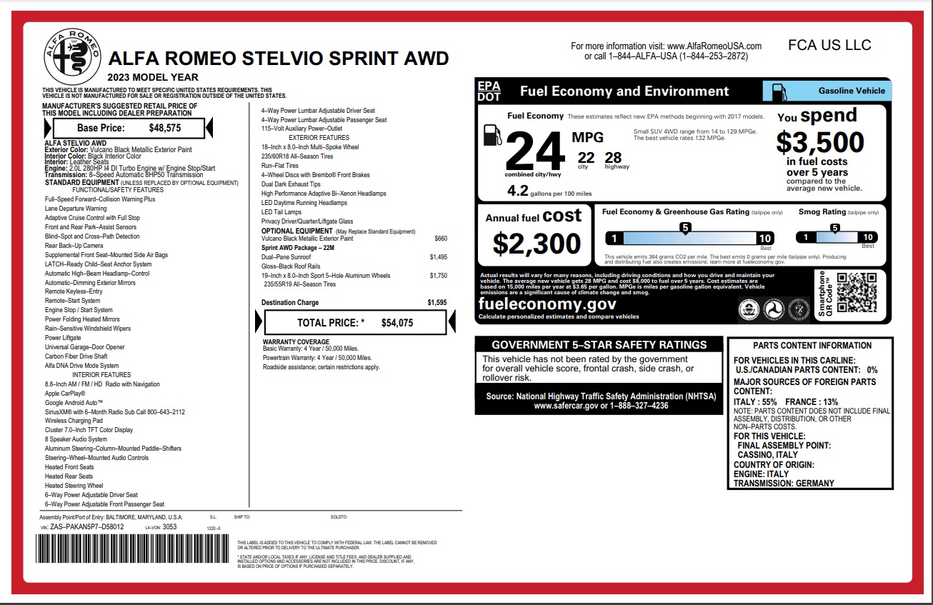 Used 2023 Alfa Romeo Stelvio Sprint for sale $29,900 at Bugatti of Greenwich in Greenwich CT 06830 1