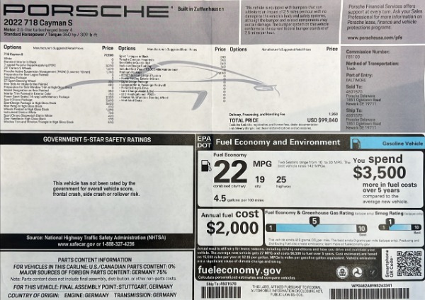 Used 2022 Porsche 718 Cayman S for sale $91,900 at Bugatti of Greenwich in Greenwich CT 06830 22