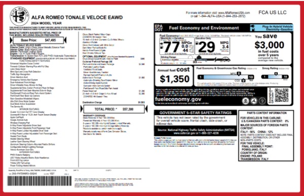 New 2024 Alfa Romeo Tonale Veloce for sale $57,300 at Bugatti of Greenwich in Greenwich CT 06830 28