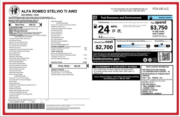 New 2024 Alfa Romeo Stelvio Ti for sale $55,230 at Bugatti of Greenwich in Greenwich CT 06830 28