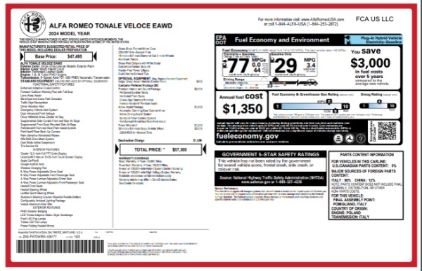New 2024 Alfa Romeo Tonale Veloce for sale $57,300 at Bugatti of Greenwich in Greenwich CT 06830 28