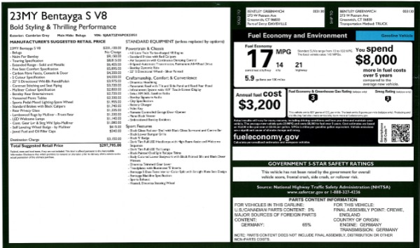 New 2023 Bentley Bentayga S V8 for sale $297,795 at Bugatti of Greenwich in Greenwich CT 06830 28