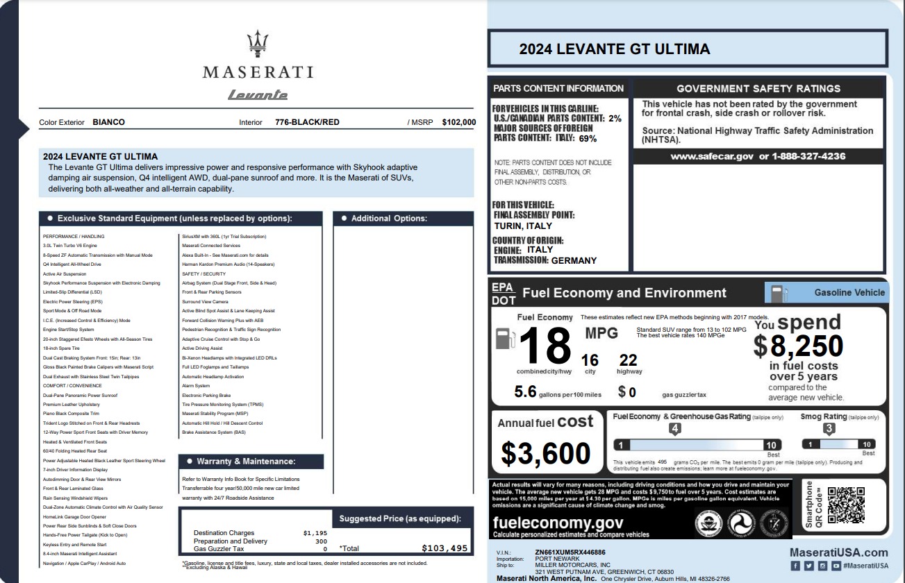 New 2024 Maserati Levante GT for sale Sold at Bugatti of Greenwich in Greenwich CT 06830 1