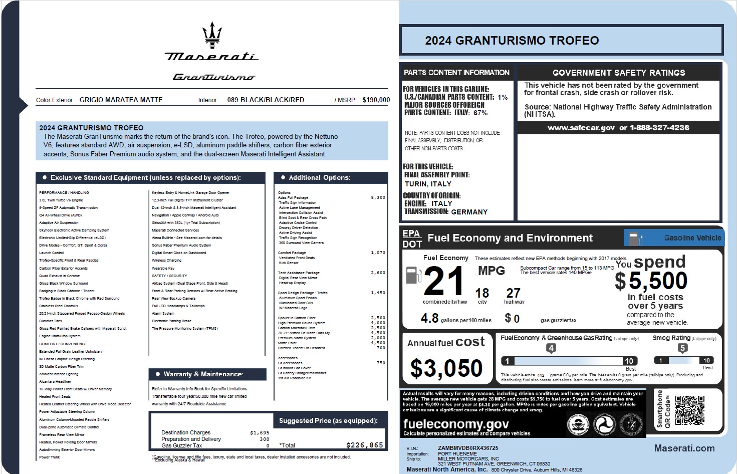 Used 2024 Maserati GranTurismo Trofeo for sale Call for price at Bugatti of Greenwich in Greenwich CT 06830 1