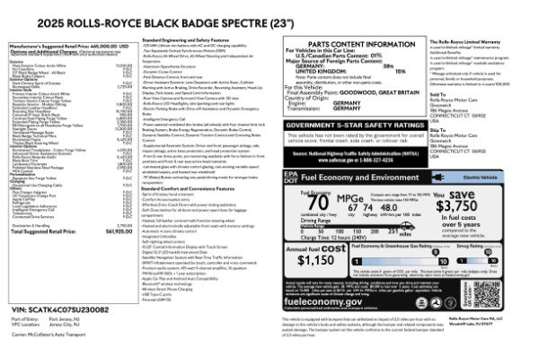 Used 2025 Rolls-Royce Black Badge Spectre for sale $459,900 at Bugatti of Greenwich in Greenwich CT 06830 28