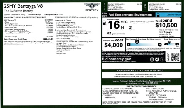 New 2025 Bentley Bentayga V8 for sale $199,900 at Bugatti of Greenwich in Greenwich CT 06830 28